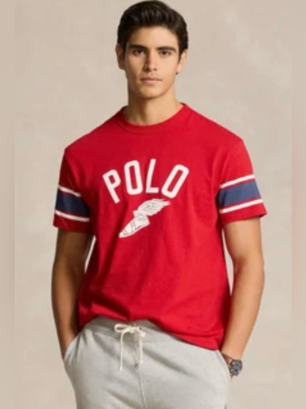 Polo Ralph Lauren Men's Red Polo Athletics Track Graphic Short Sleeve T-Shirt XL